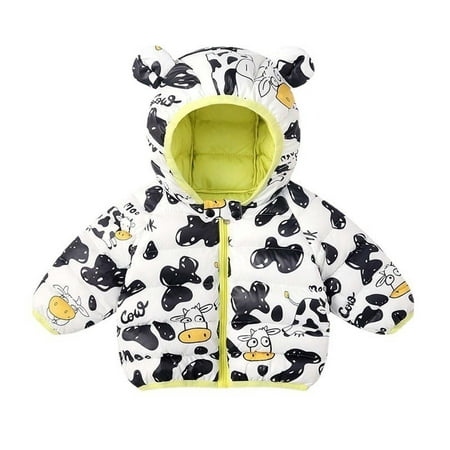 

ZCFZJW Winter Toddler Kids Baby Boys Girls Coat Cute Cartoon Dinosaur Pattern Windproof Light Padded Puffer Jacket Hooded Outwear(#04-White 1-2 Years)