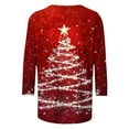 thumbnail image 3 of cocolona Christmas Shirts for Women Crew Neck 3/4 Sleeve T-shirt Plus Size Fall Tops Xmas Tree Print Blouses Graphic Tees Christmas Holiday Gifts, 3 of 5