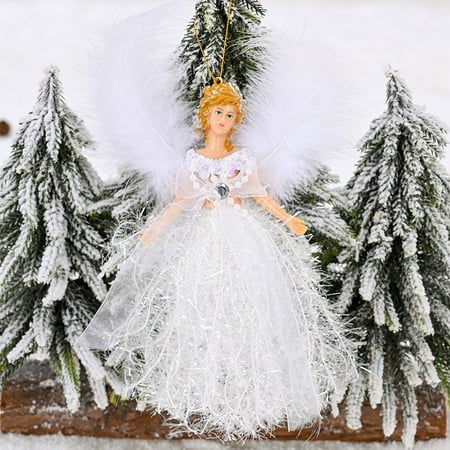 7.5In Christmas Tree Topper Fairy Angel Mini Angel Christmas Tree Pendant Fabric Angel Christmas Tree Topper for Christmas Decorations Tree Ornament