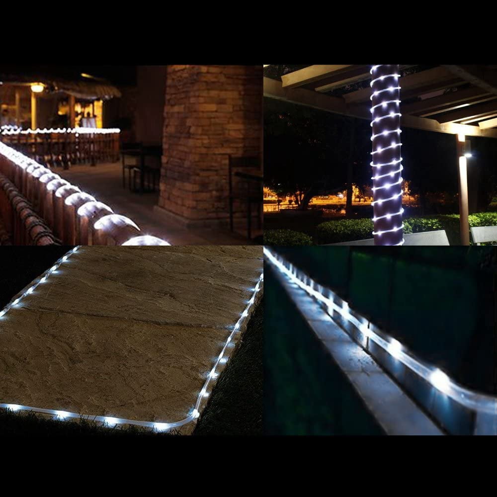 Solar Rope Lights Outdoor Waterproof ,72FT 200LED PVC Tube String Lights with 8 Modes for Garden,Yard, Path, Fence, Stairs, Backyard, Patio Decorative (Cool White)