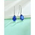 thumbnail image 6 of VESITIM 8X12mm Solitaire Teardrop Hook Sterling Silver Solitaire September Birthstone Created Sapphire Dangle Drop Earring for Women Jewelry Gift, 6 of 7