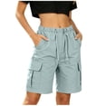 thumbnail image 3 of Horkkom Shorts for Women Elastic Waist Drawstring Hiking Shorts Outdoor Workout Travel Cargo Shorts with Pockets XXL, 3 of 9