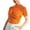 Orange, variant on fatyb Women's Ruched Tops High Neck Short Sleeve Slim Shirts Solid Color Going out Basic Tees Fashion