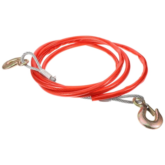 FESTFENDS White Steel Wire Car Tow Cable with Hook for Emergency Vehicle Recovery