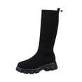 thumbnail image 2 of Woen's Chunky Heel Knee High Boots, Fall Winter Knit Stretch Round Toe Sock Design with Breathable Lining, Trendy Boots for Daily Wear Gift, 2 of 4