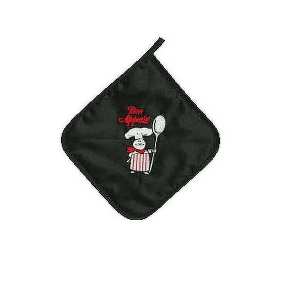 French Bon Appetit! Black Potholder