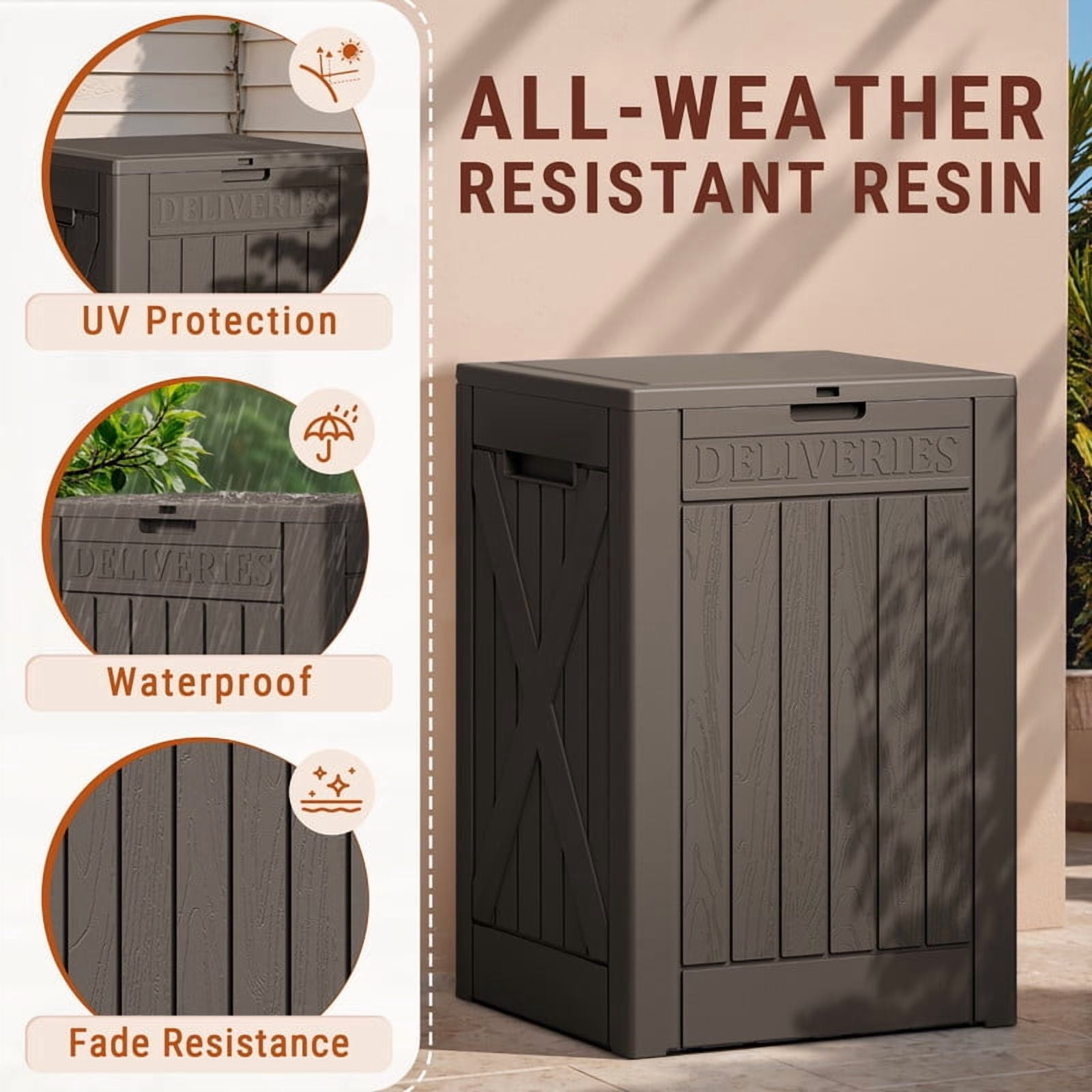 Homall 53 Gallon Package Delivery Boxes, Waterproof Outdoor Resin Mailbox for Packages With Lockabla Lid, Outdoor Storage Parcel Box for Outside