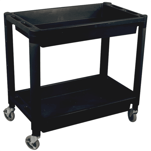 Astro Pneumatic Heavy Duty Plastic 2-Shelf Utility Cart, Black