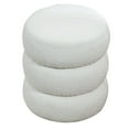 thumbnail image 2 of Azaria White Boucle Fabric Round Tufted Ottoman, 2 of 2