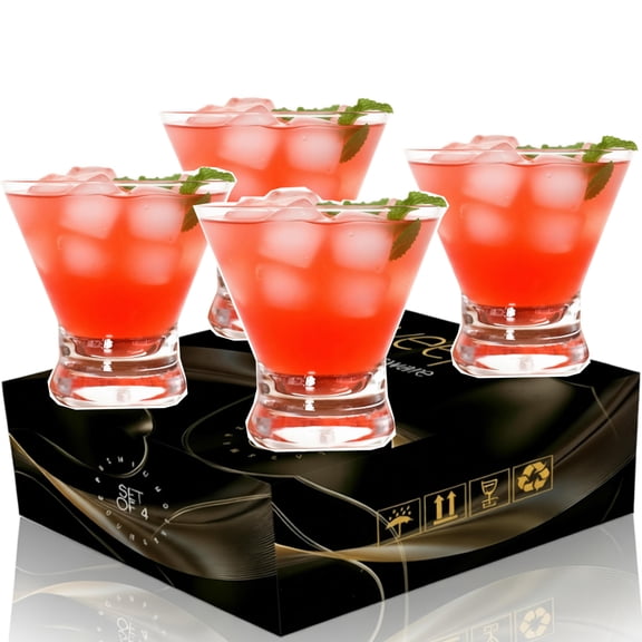 Wayeept Stemless Martini Clear Glasses, Set of 4