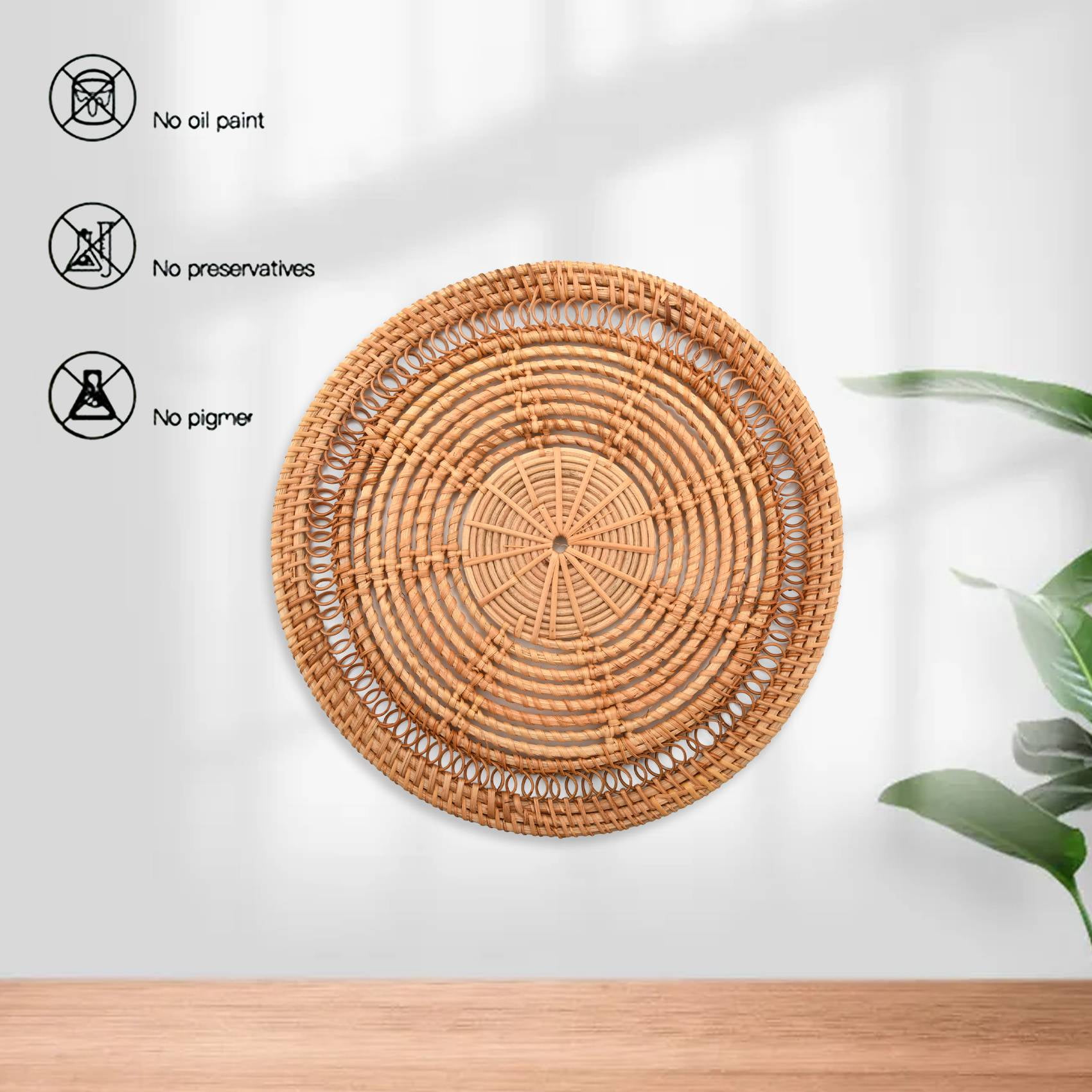 Unbranded Home Woven Wall Basket Natural Boho Home Decor Decorative Rattan Decor Woven Wall Decor Woven Wall Hanging 11.8 Inch Other