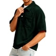 thumbnail image 4 of Garbnen Corduroy Polo Shirt for Men Lapel Button Down Mens Shirts Short Sleeve Big and Tall Athletic Summer Work Shirt for Men with Pocket, 4 of 5