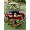 thumbnail image 3 of Outdoor Tablecloth with Umbrella Hole and Zipper, American Flag Round Table Cloth 54 Inch Waterproof Tablecloth, Blue Red USA Flag Retro Hockey Picnic Table Cover for Patio Camping, 3 of 7