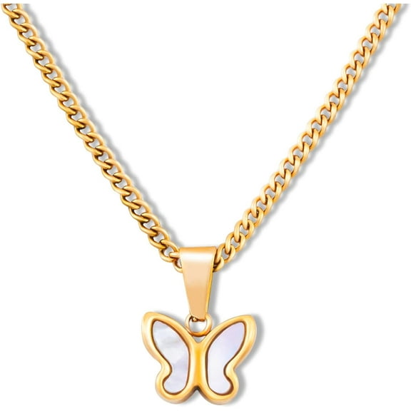 18K Gold Plated Butterfly Necklace, Dainty Cute Butterfly Pendant Necklace for Women, Minimalist Cubic Zirconia Jewelry, Anniversary Birthday Valentine's Day Christmas Gift