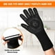 thumbnail image 5 of Guantes Resistente al calor Guante Silicona Revestimiento de silicona Mits de horno de ahorro de espacio Horneado reutilizable para asar a asar negro 1 par de 14 pulgadas Inevent HA010624-02, 5 of 7