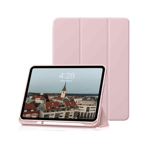 wonim11 Case for iPad (A16) 11th Generation 11 Inch 2025, iPad 10th Generation 2022 Case 10.9 inch with Pencil Holder, Soft Silicone Protective Cover, Auto Sleep/ Wake, Pink