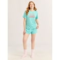 thumbnail image 4 of Joyspun Women's Short Sleeve Top and Shorts Pajama Set, 2-Piece, Sizes XS-3X, 4 of 7