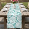 thumbnail image 6 of Table Runners 120 Inches Long Dress Scarves, Teal Scallop Coastal Farmhouse Coffee/Dining/Kitchen Table Decor Table Runner for Living Room, Summer Beach Nautical 13x120 Inch, 6 of 9