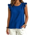 thumbnail image 7 of Otntypg Women’s Ruffled Trim Sleeve Tank Tops Lightweight Casual Crewneck Summer Shirts Loose Fit Basic Solid Color Blouse Soft Cotton Sleeveless Tops, 7 of 7