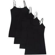 Essential Basic Women Value Pack Long Camisole Cami - Black, Black, Black, Black, 1X