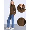 thumbnail image 2 of DARING DIVA Corduroy Shirts Oversized Button Down Jackets XS Brown, 2 of 6