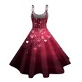 thumbnail image 4 of LWavelet 2026 Valentine's Off-the-shoulder Heart Polka Dot Dress, Women's Rose Accent Flowy A Line Sundresses Hot Pink S, 4 of 4