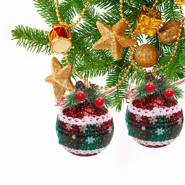 Xihbxyly Bolas de Tela Navideñas, Diseño de Punto Multicolor, Patrón de Cuadros Único, Material de Espuma y Tela Duradero, Decoración Festiva, para Árbol de Navidad o Decoración Del Hogar, Paquete de