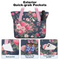 thumbnail image 2 of Tote Bag for Women - Pioneer Flower Shoulder Bag - Large Utility Work Duffle Bag with Zipper Handbag for Travel, Work, Sprots, 2 of 5