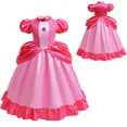 thumbnail image 3 of Vestido de princesa Barbie rosa para niñas, disfraz de película para juego de rol con cinturón, vestido con tirantes a cuadros, atuendo de cumpleaños para Halloween, para vestir de 2 a 10 años, 3 of 5