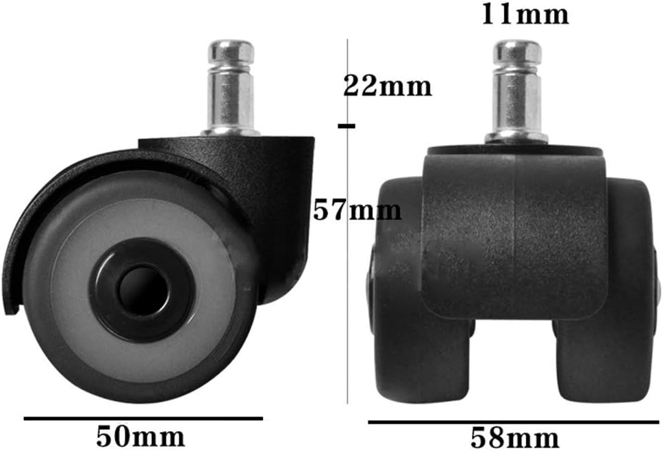 Gamvdout Office Chair Castors Double Bearing Swivel Castor Wheels Silent Polyurethane Furniture 50mm With M11 Thread Set Of 5