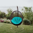 thumbnail image 2 of Afuera Living Outdoor Patio Rattan Swing Lounge Chair in Turquoise/Black, 2 of 6