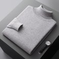 thumbnail image 1 of Suéter de lana para hombre, suéter de cuello alto de felpa de lana pura, suéter de punto con solapa y parte inferior cálida para invierno para hombre, 1 of 6