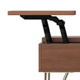 thumbnail image 3 of Simpli Home Hunter 32 inch Wide Solid Mango Wood Industrial Lift Top Square Coffee Table in Umber Brown, Gold, 3 of 9