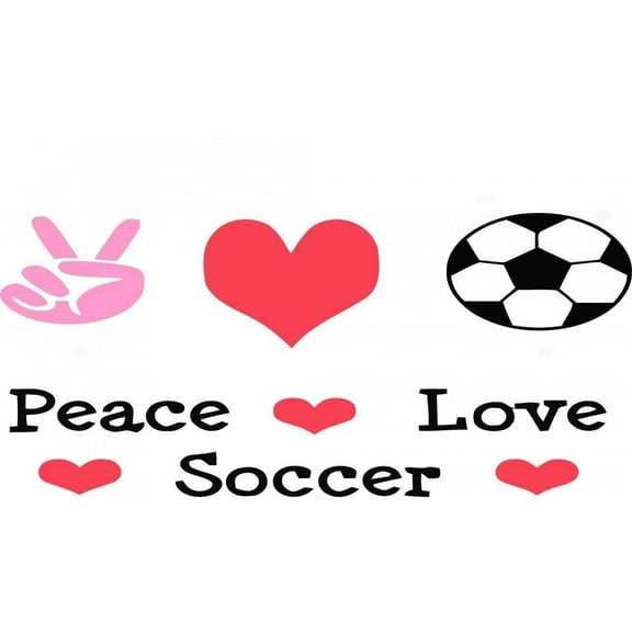 Peace Love Soccer - Wall Decal Picture Art – Living Room – Home Decor Sticker - Vinyl Wall Decal - 22 Colors Available