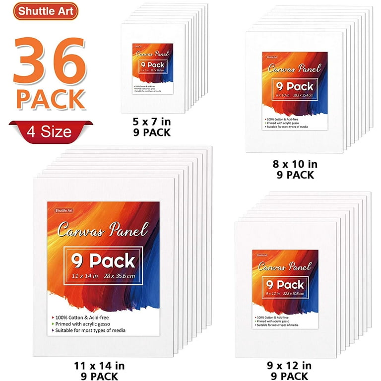 Stretched Canvas, Multi Pack 4X4, 5X7, 8X10,9X12, 11X14 Set of 10 –  Loomini