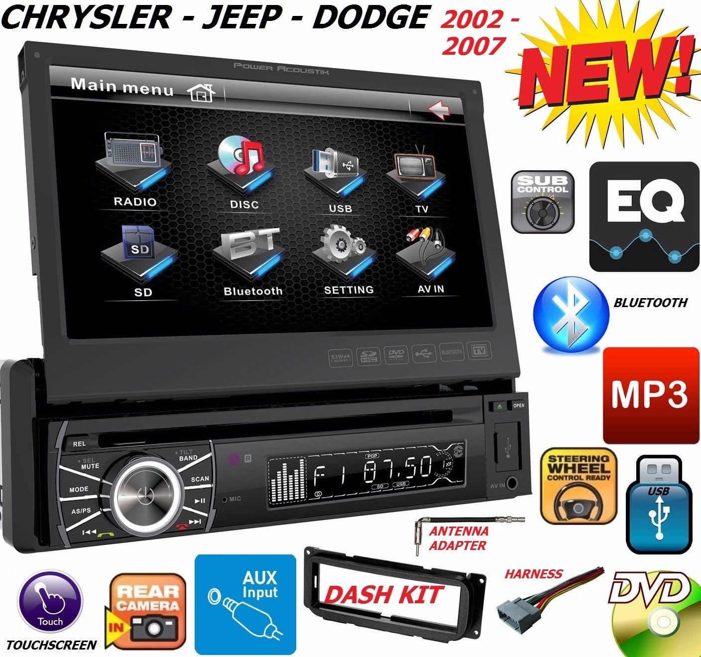 02 03 04 05 06 07 CHRYSLER JEEP DODGE 7" TOUCHSCREEN CD DVD BLUETOOTH