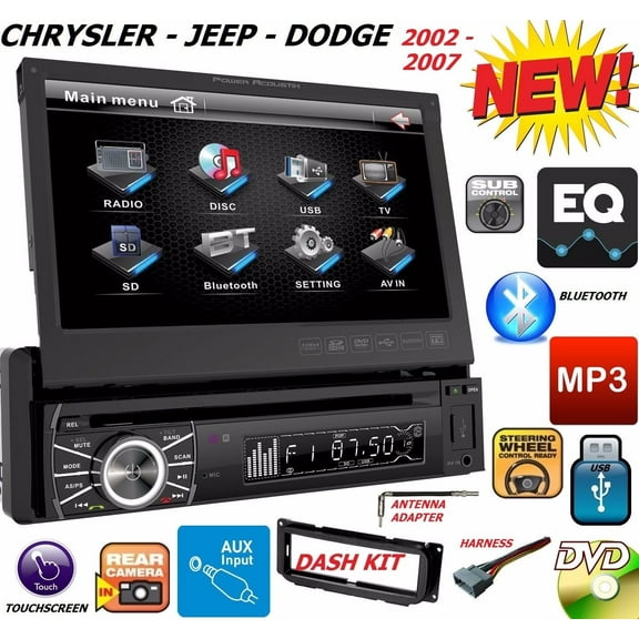 02 03 04 05 06 07 CHRYSLER JEEP DODGE 7" TOUCHSCREEN CD DVD BLUETOOTH CAR STEREO