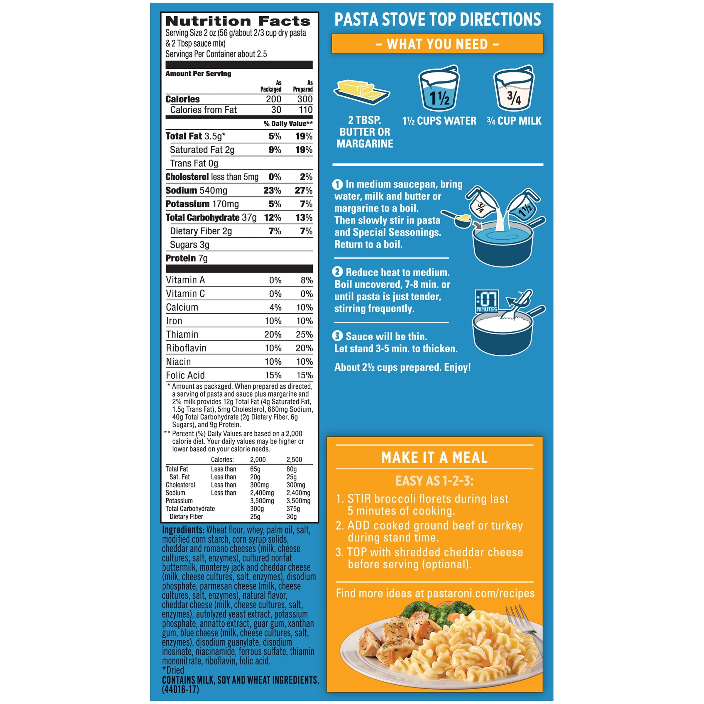 (12 pack) Pasta Roni Four Cheese Corkscrew Pasta, 6oz Box