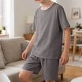 thumbnail image 6 of Edvintorg Girls Summer 2 Piece Sets Lightweight Short Sleeve Crewneck Tops and Shorts Loungewear Matching Set Teen Clothes Size 11-18, 6 of 8