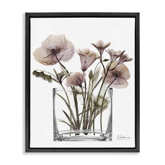 Stupell Industries Modern Modern Translucent Flowers Black Floating Frame Canvas Art, 17 x 21, by Albert Koetsier