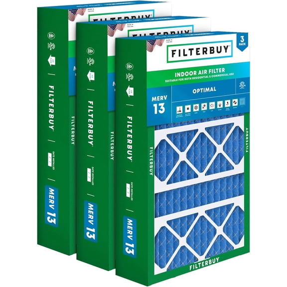 Filterbuy 17x26x4 Air Filter MERV 13 Smoke Defense, Pleated HVAC AC Furnace Filter Replacement for Lennox, 3-Pack