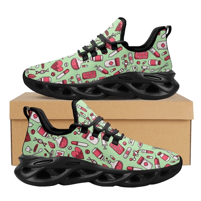 Zapatillas de deporte médicas para mujer con estampado de dispositivos médicos, zapatillas a prueba de golpes para mujer, zapatillas deportivas antideslizantes con amortiguación para exteriores