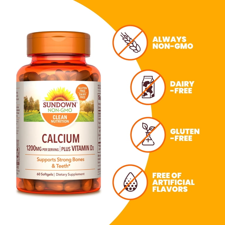 glutathione and vitamin d3 Sundown Calcium 1200 mg plus Vitamin D3 for Immune Support, Supports Strong  Teeth and Bones, 60 Softgels