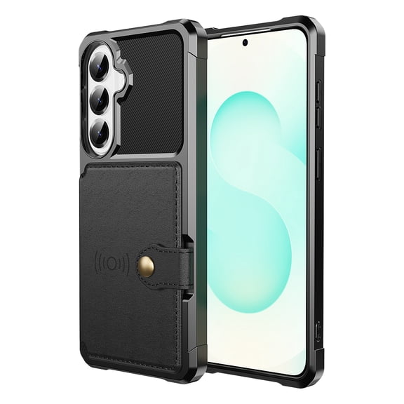for Galaxy S26 Wallet Case, RFID Blocking Card Holder Slot Kickstand Magnetic Button Women Men Heavy Duty Shockproof Rugged Back Case Cover for Samsung Galaxy S26, Black