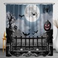 thumbnail image 1 of Spooky Halloween Shower Curtain with Full Moon, Bats, 1 of 5