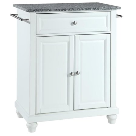 Pemberly Row Contemporary Wood Portable Kitchen Island in White