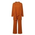 thumbnail image 3 of YWMJI Women 3 Piece Dressy Pant Suits Loose Fit Sleeveless Tops Elastic Waist Wide Leg Palazzo Pants with Long Sleeve Gauze Jacket Mother Of The Bride Pant Suits Wedding formal Outfits Orange M, 3 of 6