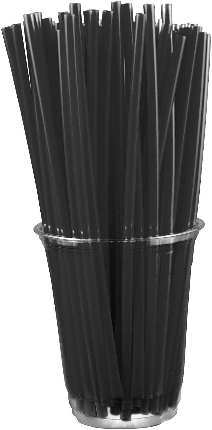 Black Straws (250 Count) 8Inch Plastic Drinking Straws Unwrapped