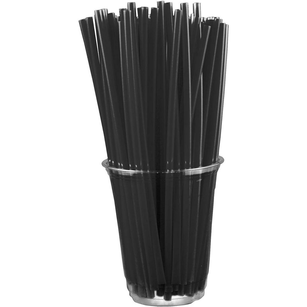 Black Straws (250 Count) 8Inch Plastic Drinking Straws Unwrapped