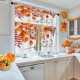 thumbnail image 3 of Fall Kitchen Curtains Orange Leaves Window Curtains Valance and Tier Set 36 Inch, Autumn Maple Leaf Rod Pocket Short Tier Curtain for Room, Watercolor Small Cafe Kitchen Decor, 3 of 6